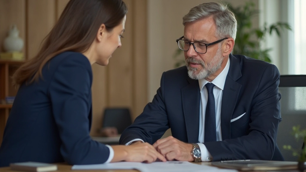 Фотография финансового консультанта, проводящего консультацию с клиентом в профессиональном офисе